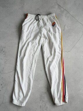 TRACY ANDERSON White Striped Jogger Sweatpants Size Small